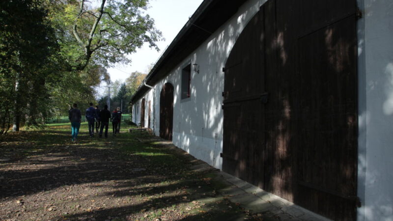 Schafstall mit Gruppe